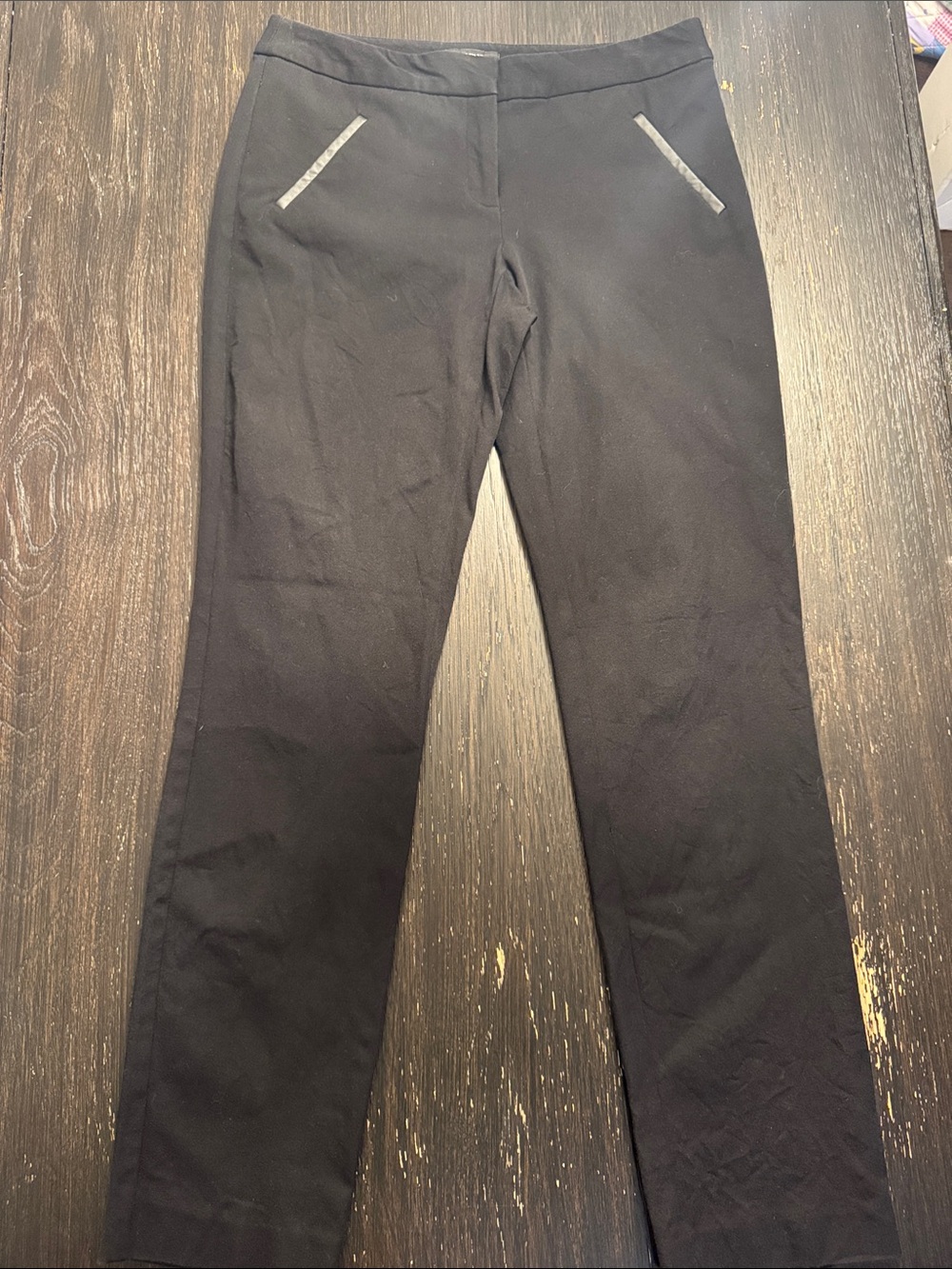 Alfani Black Women's Slim Chinos with Leather Contrast Pocket Trim
